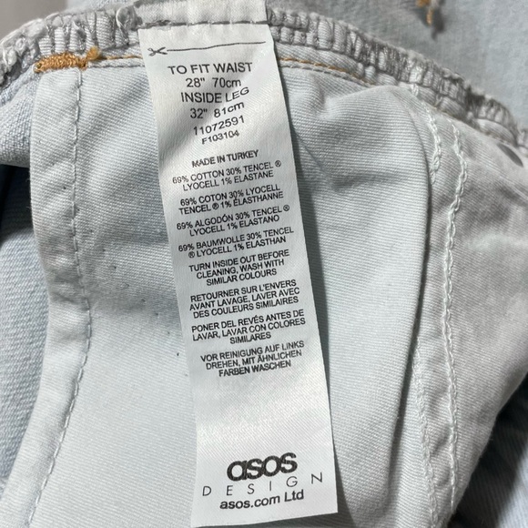 New ASOS Design Raw Hem Skinny Jeans Vintage Light Wash Stretch Denim Size 28 - Picture 14 of 16